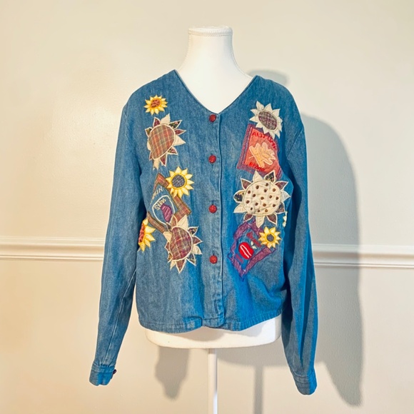 Vintage Fall Pumpkin Denim Jacket - Picture 5 of 5